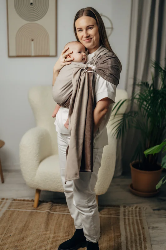 LennyLamb Ring Sling - Little Herringbone Baby Caffe Latte 1,8m
