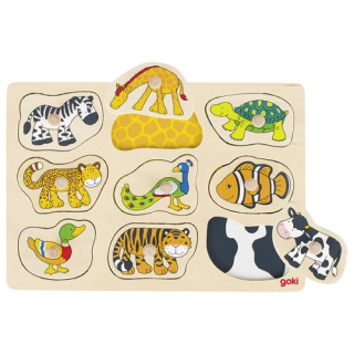 Puzzle s úchytkami - Zvířátka a jejich vzory