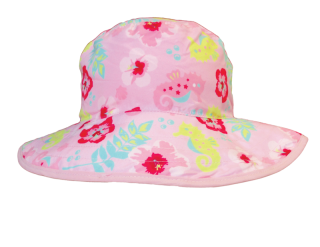 Baby banz klobouček - Růžový s květy baby