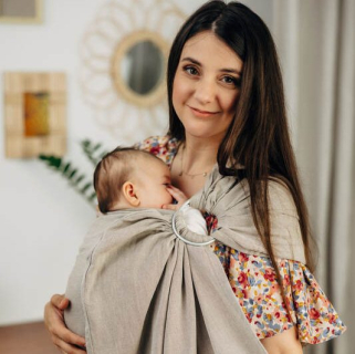 LennyLamb Ring Sling - Peanut Butter Broken Twill Wave