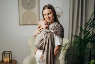LennyLamb Ring Sling - Little Herringbone Baby Caffe Latte 1,8m