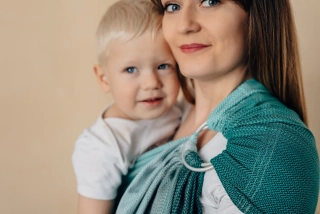 LennyLamb Ring Sling - Little Herringbone Ombre Green 1,8m